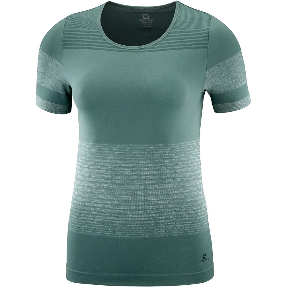 Salomon ELEVATE MOVE'ON W Camisetas Mujer - Verde - Colombia (29615-MSHV)